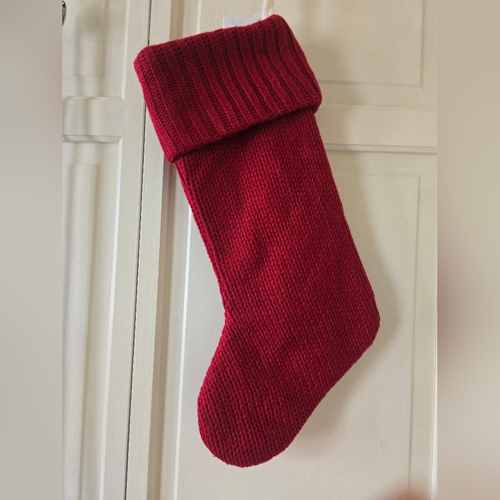 Red Knit Christmas Stocking Letter X - Picture 3 of 3